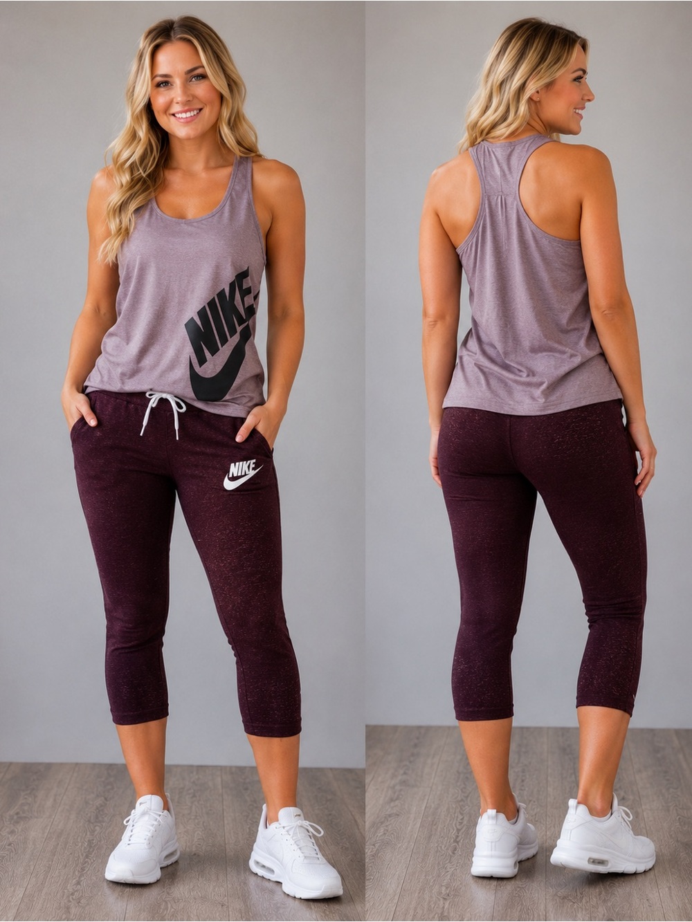 Nike Women's medium Plum Cropped Capri Pants - Dark Plum Athletic Capris
